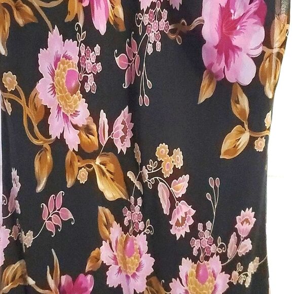 California Krush Black Pink Floral Boho Romantic Fit & Flowy Maxi Dress - Picture 4 of 10